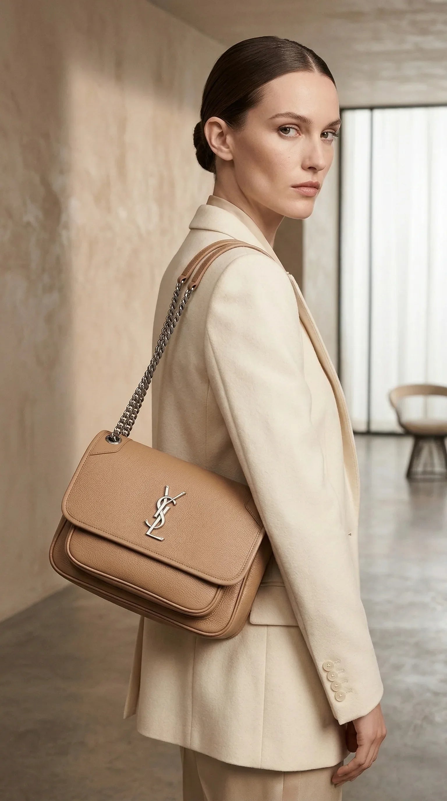Cassandre Flap Chain Bag – Tan - EliteLux Outlet