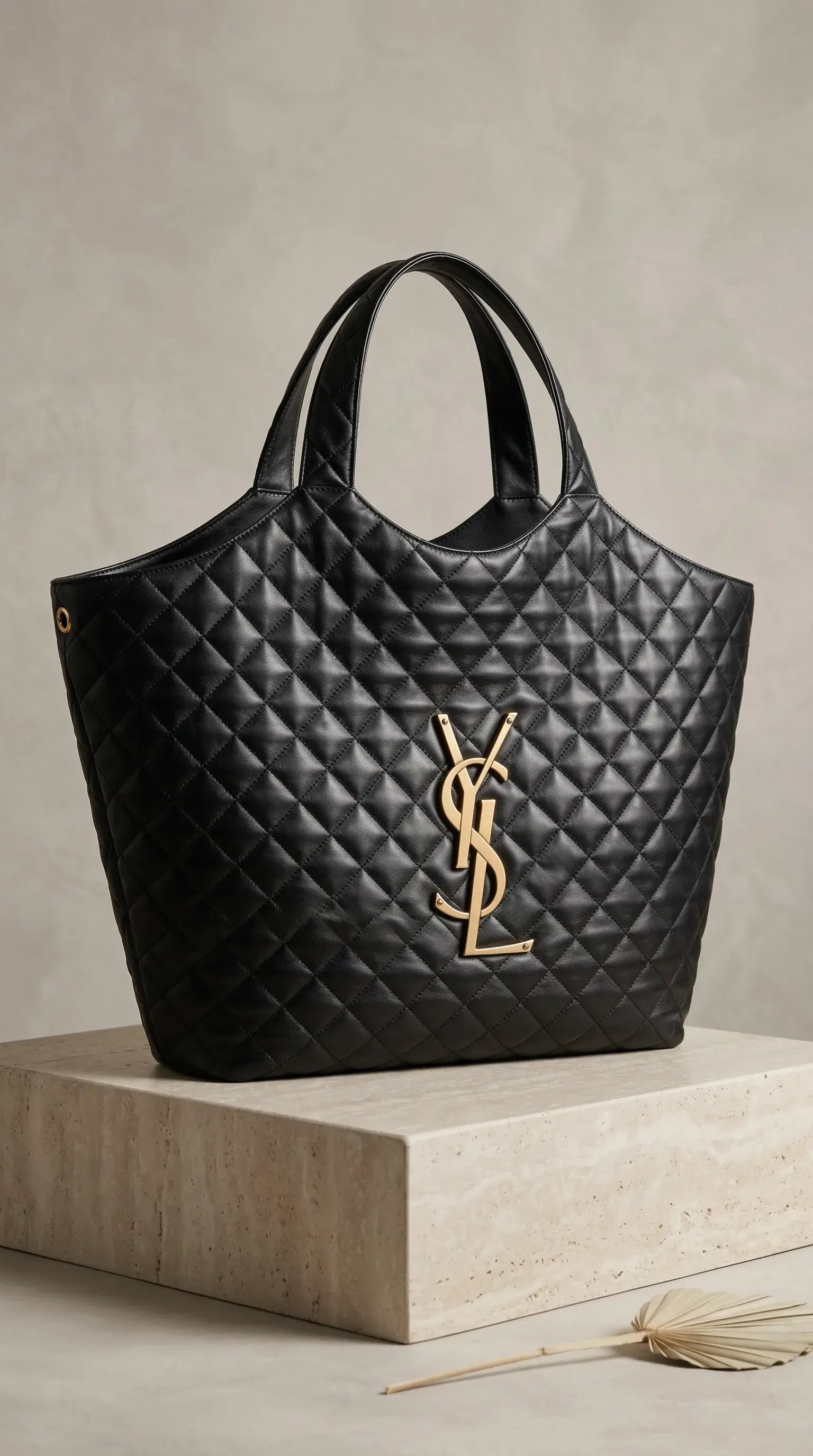Oversized Quilted Tote Bag – Black