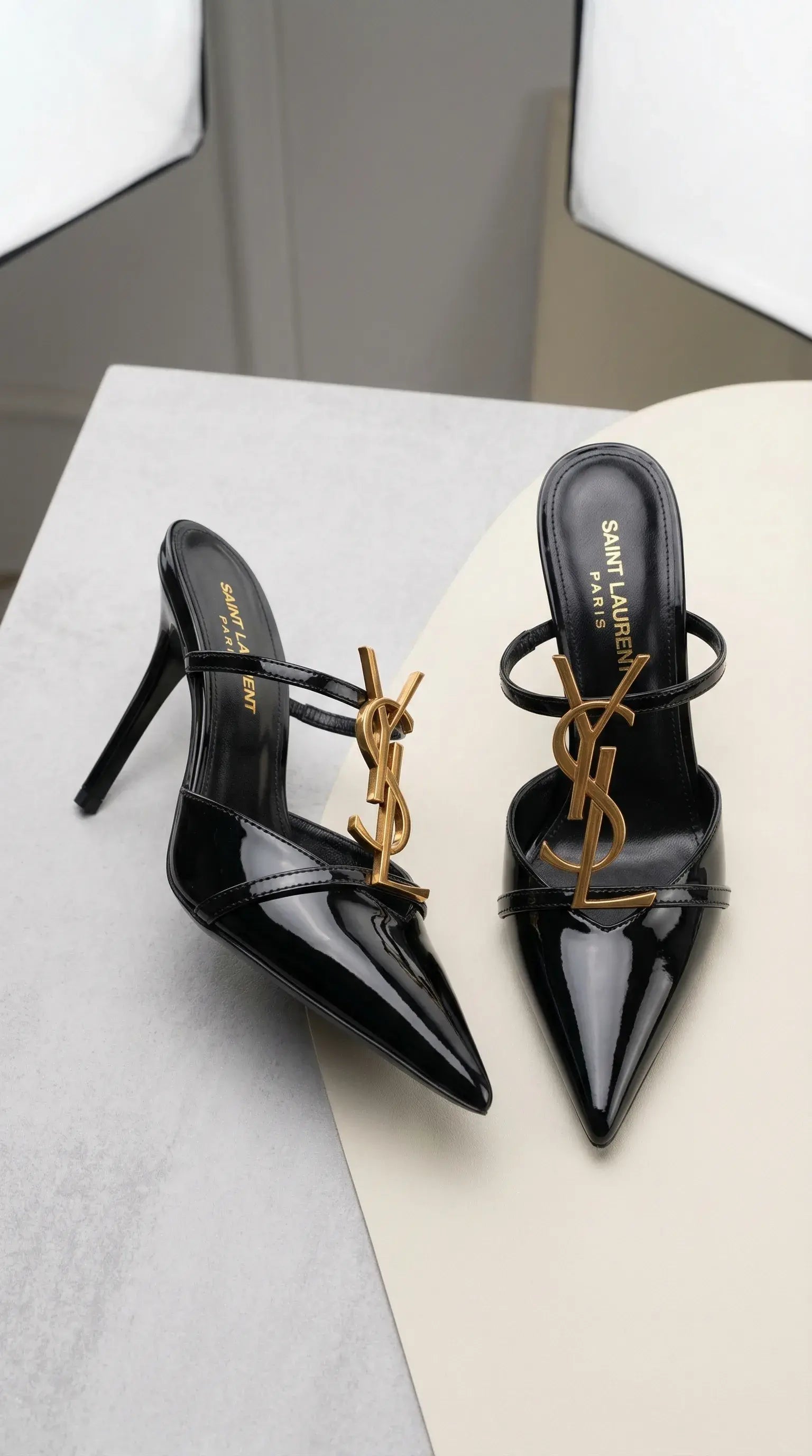 Opyum Pointed Heel Mules – Black