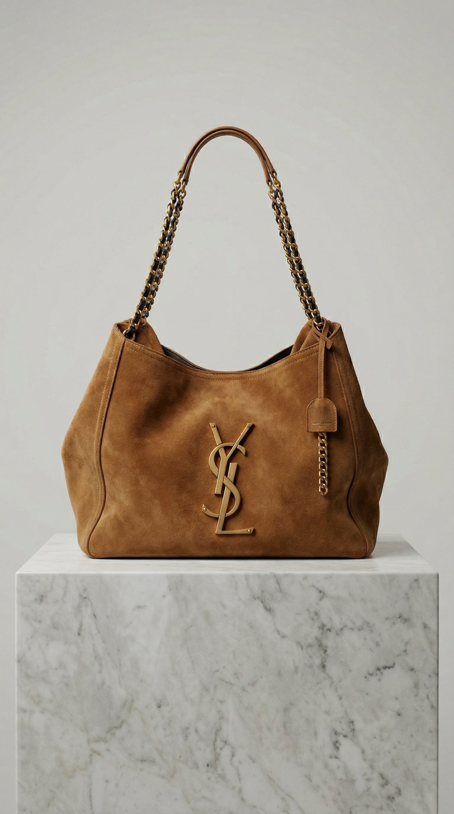 Laurent Chain Hobo Bag – Caramel Suede