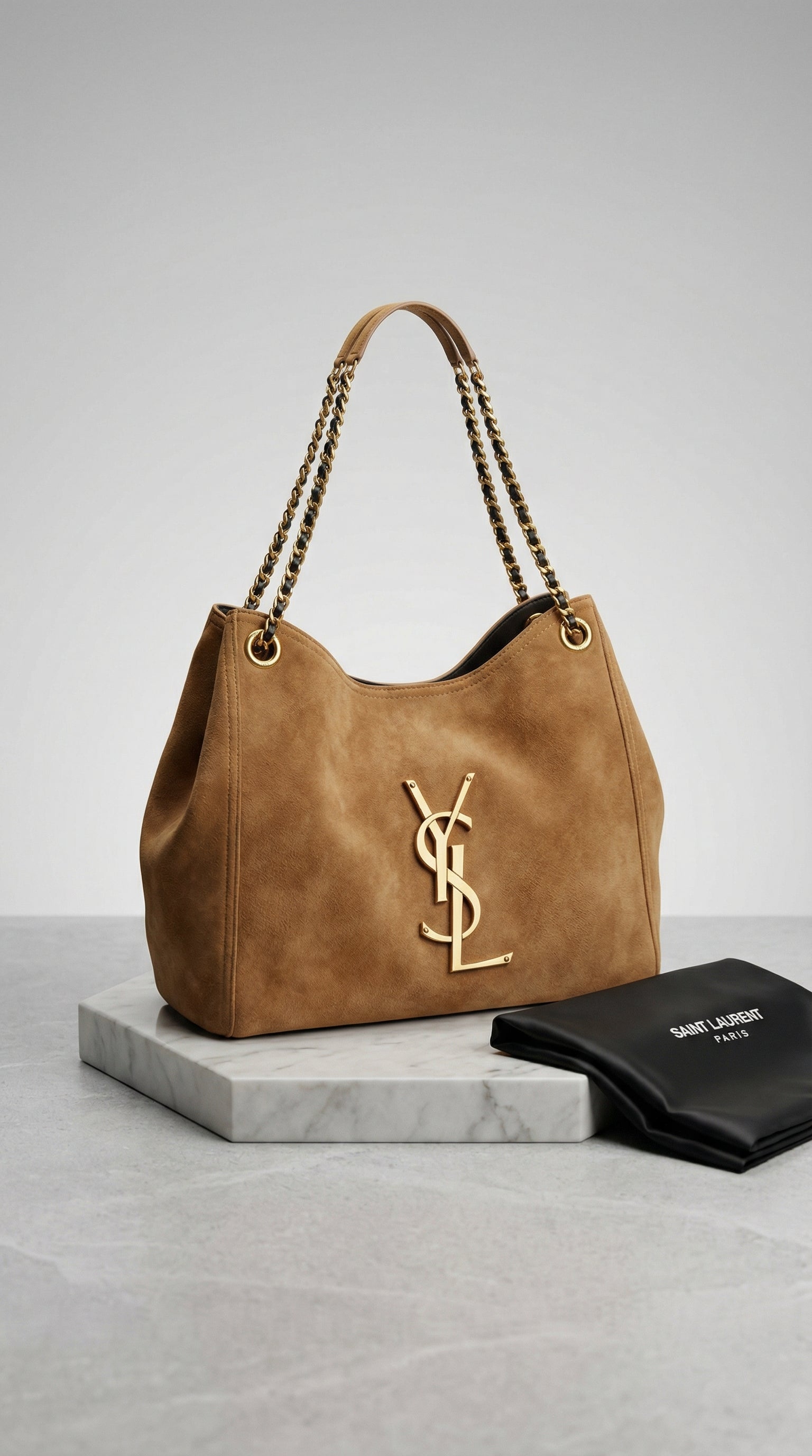 Laurent Chain Hobo Bag – Caramel Suede
